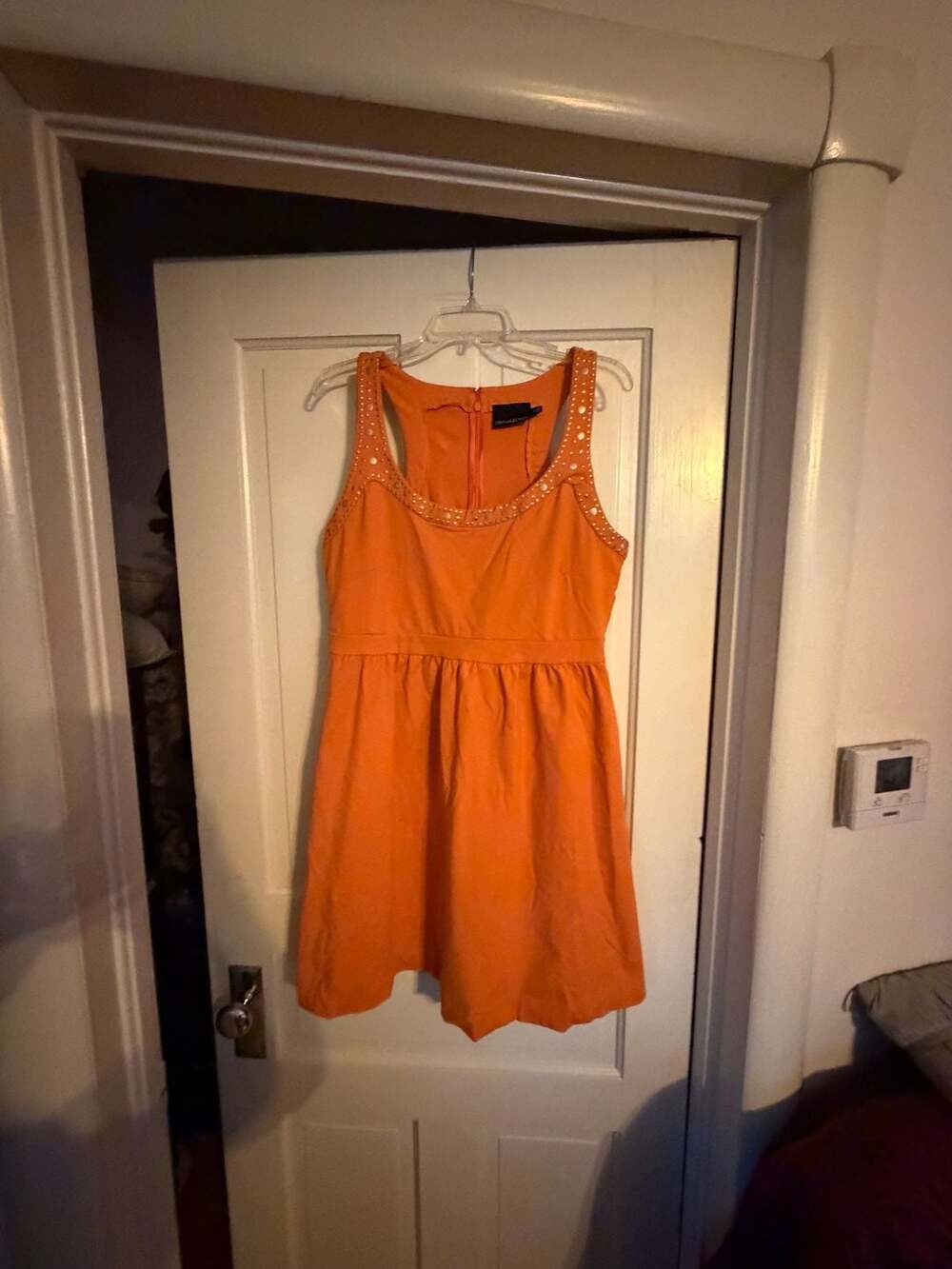 Cynthia Rowley Orange Studded Sleeveless Skater Dress XL